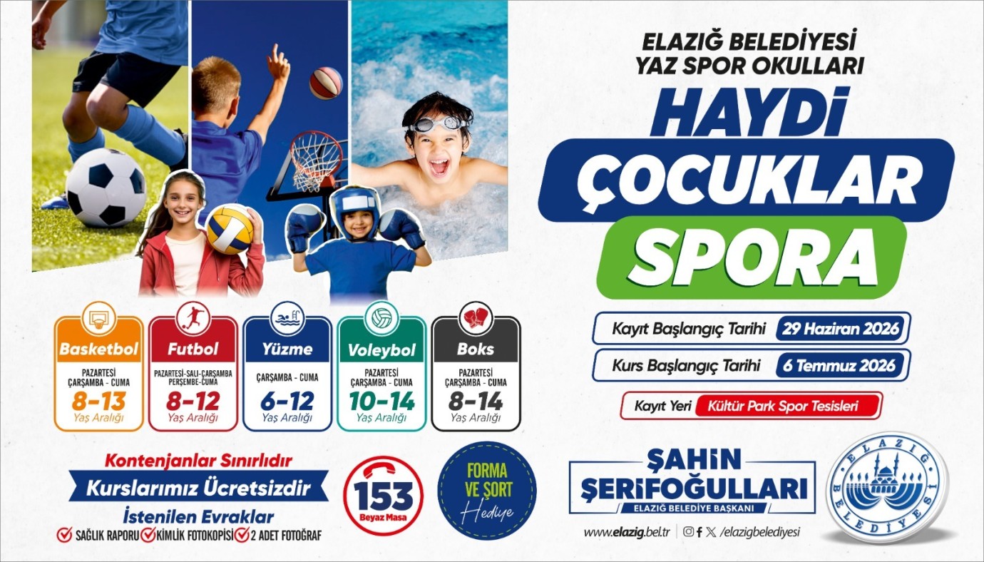 Elazığ Belediyesi Yaz Spor Okulları İçin Kayıtlar Başlıyor