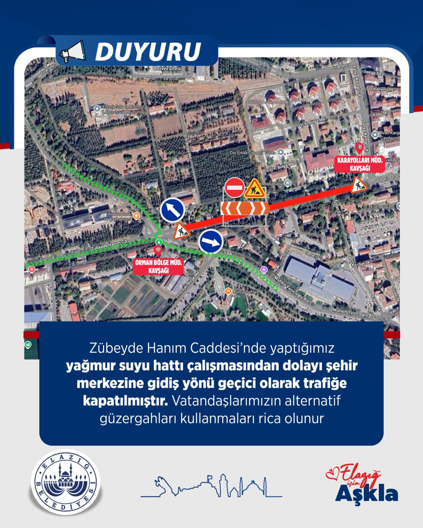 Zübeyde Hanım Caddesi Ulaşıma Kapatıldı..